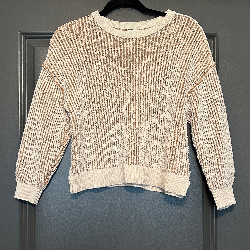 Blu Pepper Cream and Tan Textured Sweater